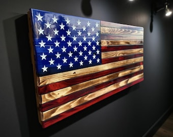 Rustic  Wooden American Flag,American Wooden Flag, Rustic American Flag, Patriotic, Wall Art Decor, Wedding Gift, Graduation, Gift for Dad