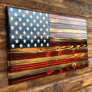 Rustic Wooden American Flag, American Flag, Charred American Flag, Rustic American Flag