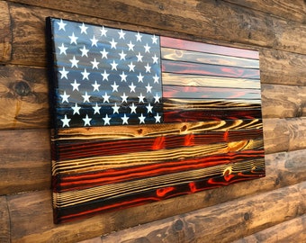 Rustic Wooden American Flag, American Flag, Charred American Flag, Rustic American Flag