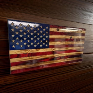 Rustic  Wooden Natural Engraved American Flag,American Wooden Flag, Patriotic, Wall Art Decor, Wedding Gift, Graduation, Gift for Dad