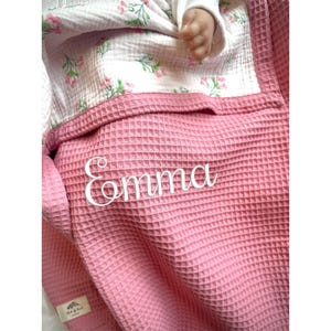 Personalized Blanket for Baby , Organic Cotton Baby Blanket with name, Newborn Embroidered Custom Shower Gift, Waffle Baby Blanket