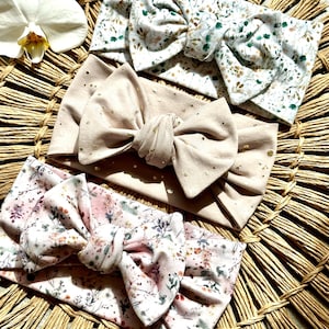 Bandeau bébé gros noeuds, serre-tête filles grands noeuds, noeud bébé, noeuds pour cheveux bébé fille, cadeau baby shower, bandeau nouveau-né, coton bio