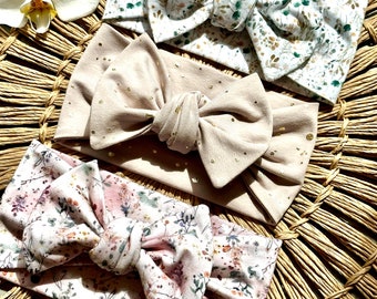 Bandeau bébé gros noeuds, serre-tête filles grands noeuds, noeud bébé, noeuds pour cheveux bébé fille, cadeau baby shower, bandeau nouveau-né, coton bio