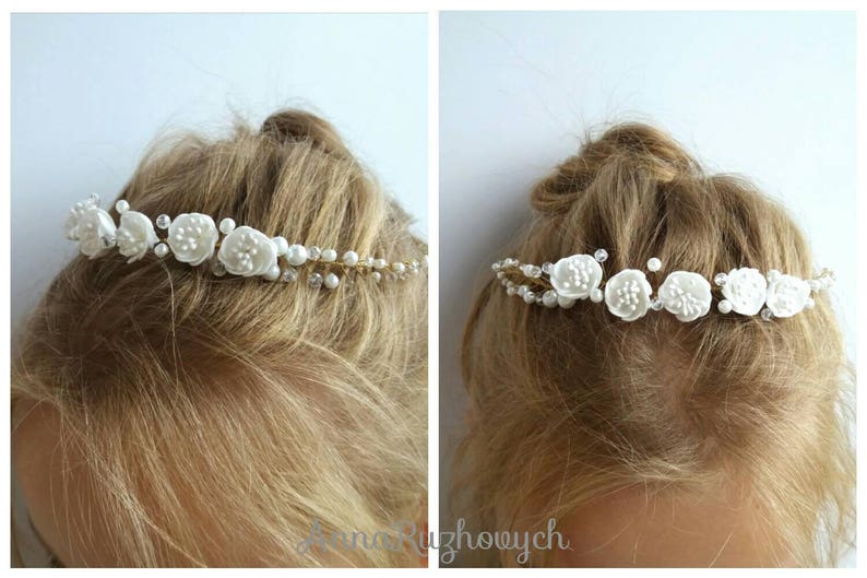 foam EVA white Hair comb white freesia foam flowers hand made