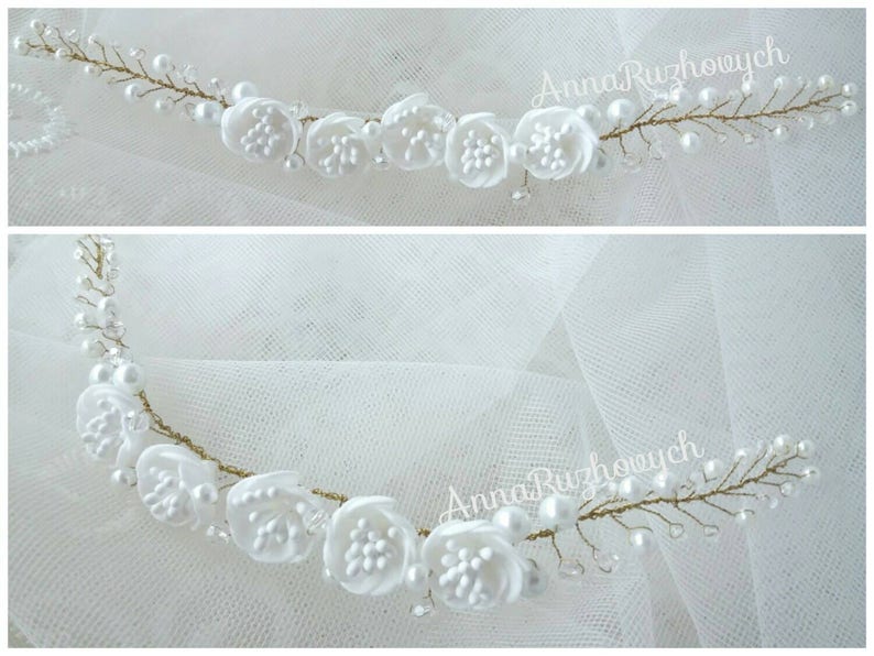 foam EVA white Hair comb white freesia foam flowers hand made