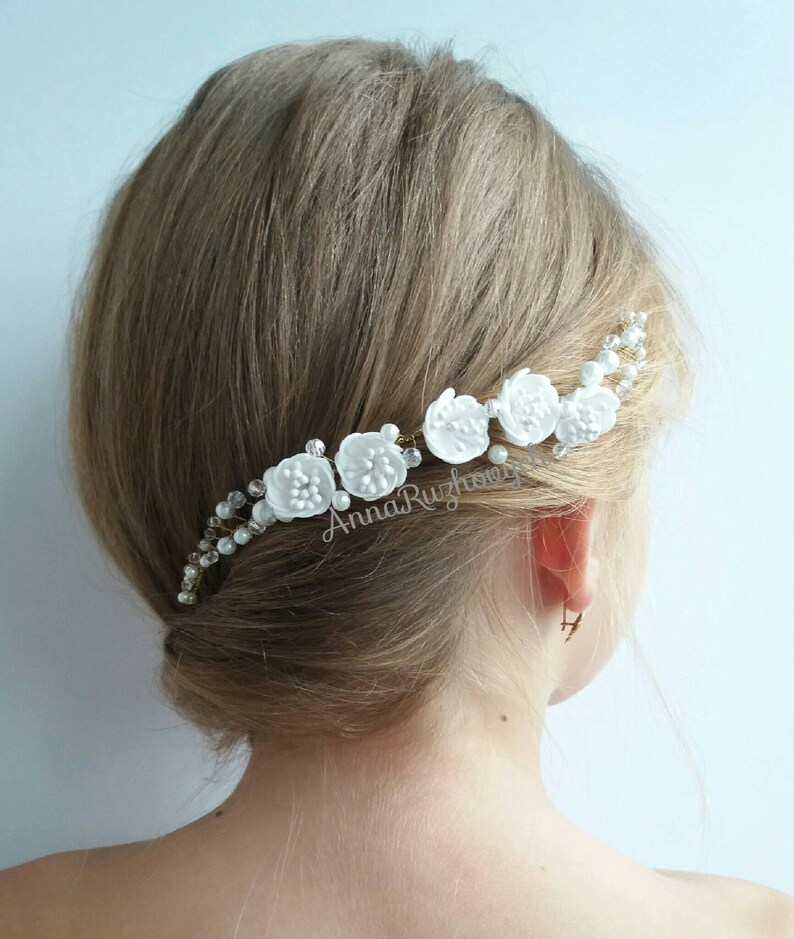 foam EVA white Hair comb white freesia foam flowers hand made