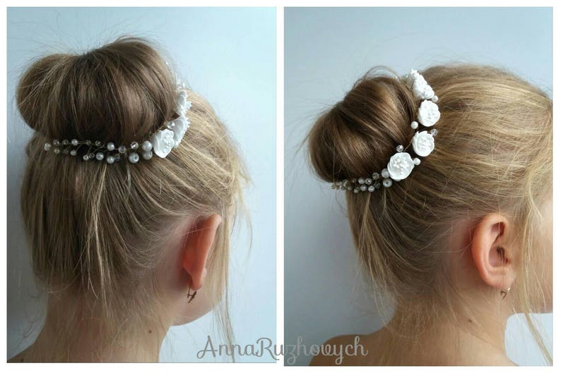foam EVA white Hair comb white freesia foam flowers hand made
