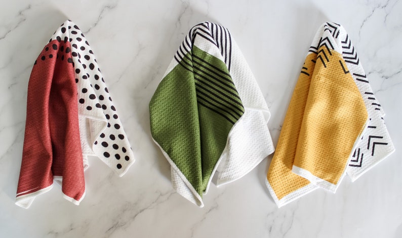 Colorblock Dish Towel Trio 3pk Kitchen Towel Tea Towel 16''x24'' image 3