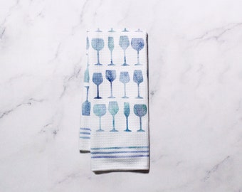 Wine Glass Dish Towel - Kitchen Towel Tea Towel - 16''x24''