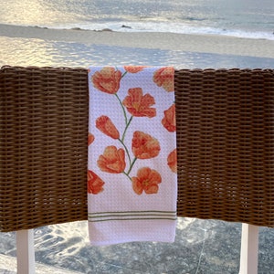 Poppy Flower Dish Towel Kitchen Towel Tea Towel 16''x24'' image 3