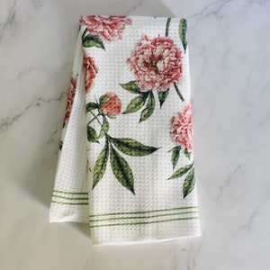 Peony Flower Dish Towel - Kitchen Towel Tea Towel Dish Towel  - 16''x24''