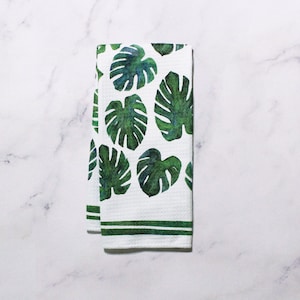 Monstera Plant Dish Towel - Kitchen Towel Tea Towel - 16''x24''