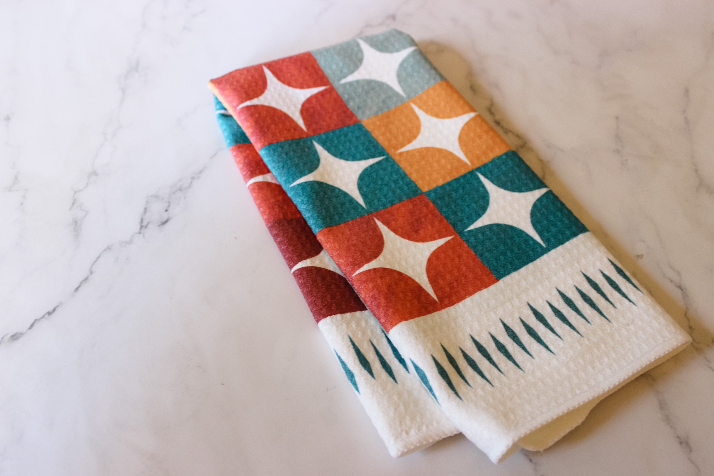 Midcentury Colorblock Towel Handmade Kitchen Towel Tea Etsy Singapore