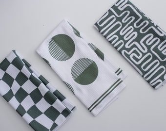 Sage Green Dish Towel Trio - 3pk - Kitchen Towel Tea Towel - 16''x24''