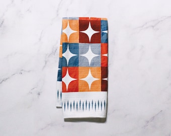 Mid-Century Colorblock Towel - Kitchen Towel Tea Towel Dish Towel  - 16''x24''