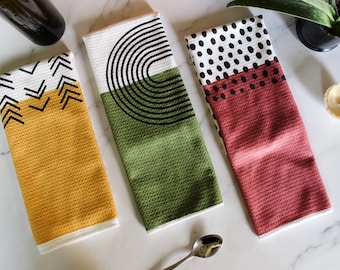 Colorblock Dish Towel Trio - 3pk - Kitchen Towel Tea Towel - 16''x24''