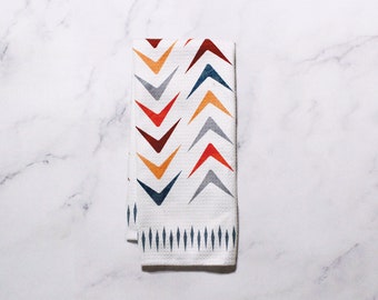 Mid Century Chevron Towel - Kitchen Towel Tea Towel Dish Towel  - 16''x24''