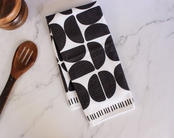 Mono Geo Tea Towel - Handmade Kitchen Towel Dish Towel - 16''x24''