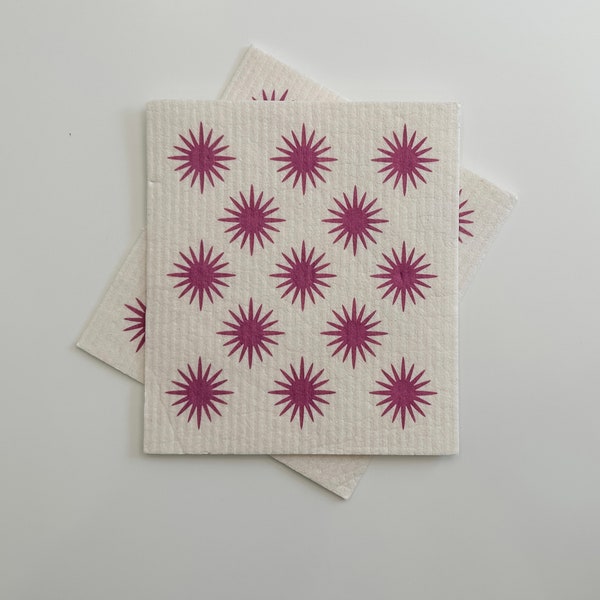 Fuchsia Sunbursts - 2pk Swedish Dishcloth Sponge