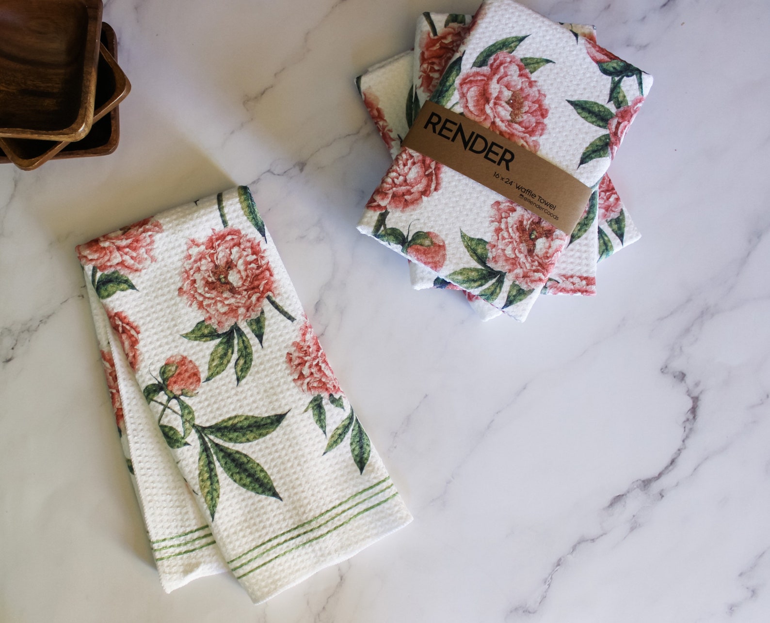 Peony Flower Dish Towel Handmade Kitchen Towel Tea Towel Etsy