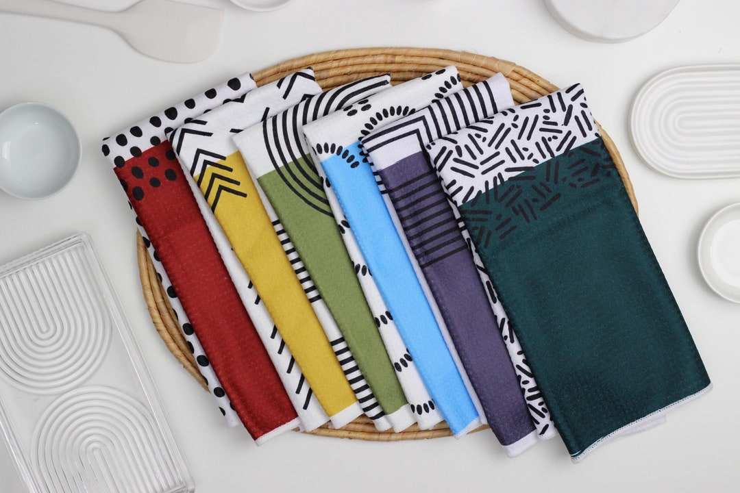 Colorblock Kitchen Towel Set - Modern Tea Towels (6pk) - Etsy