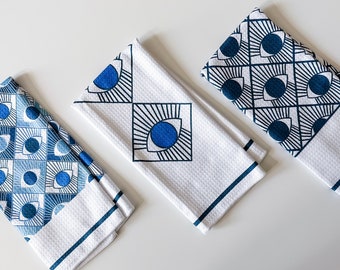 Blue Eye Towel Set Trio - 3pk - Kitchen Towel Tea Towel Dish Towel  - 16''x24''
