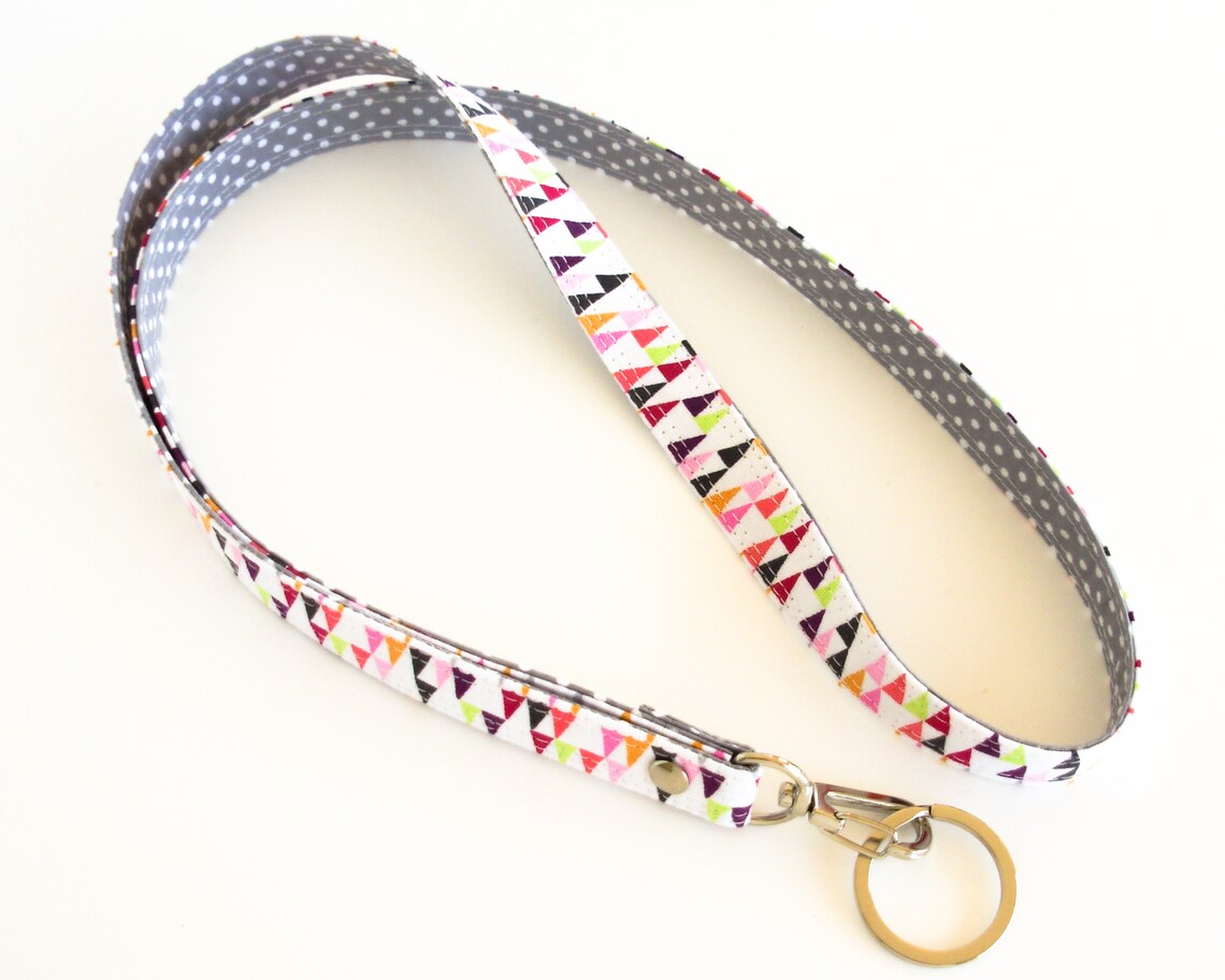 Geometric Lanyard Triangles Fabric Lanyard Work ID Holder Etsy