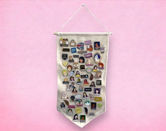 Large Enamel Pin and Patch Display Banner (10.5&quot; x 20.5&quot; canvas banner)