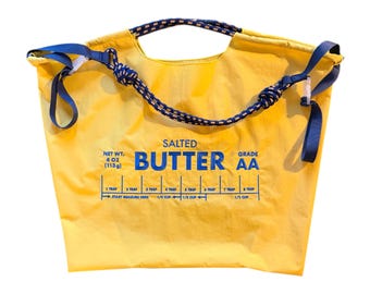 Butter Tote Bag | Foodie Gift | Embroidered Crossbody Shoulder Bag | Novelty Butter Lover Gift | Ball Chain Convertible Bag