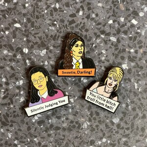 Ensemble de 3 épingles Absolutely Eddie, Patsy et Saffy | Inspiré par Ab Fab