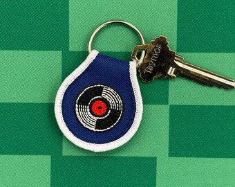 Vinyl Record Embroidered Patch Keychain