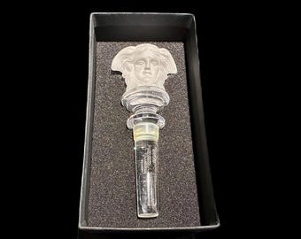 Versace by Rosenthal Clear and Frosted Medusa Lumiere Bottle Stopper with Original Box and Sticker