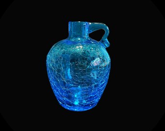 Blenko 417 Turquoise Crackle Glass Moonshine Jug