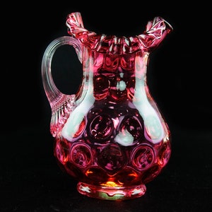 Fenton 70 Ounce Cranberry Coin Dot Glass Ruffled Pitcher
