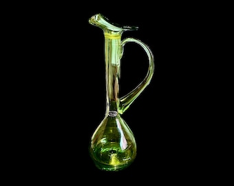 Bischoff 8403 Lime 15 Inch Long Neck Handled Decanter With the Original Sticker