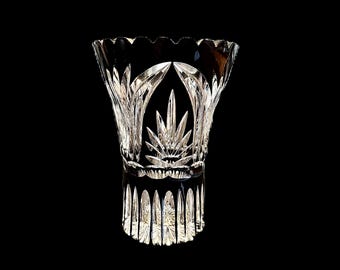 Bohemian Black to Clear Crystal Vase