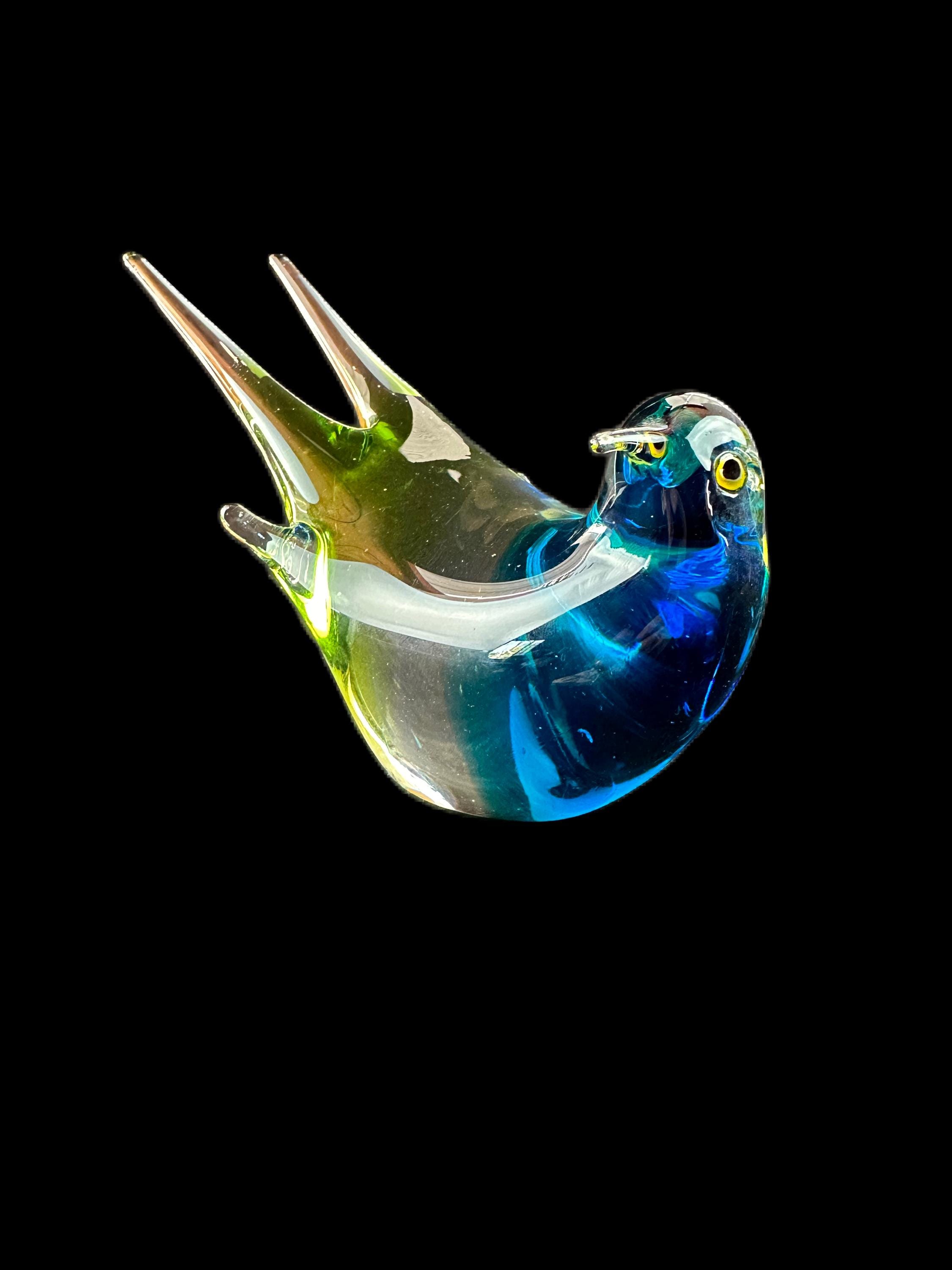 Murano Sommerso Blue to Green Bird With Fork Tail - Etsy