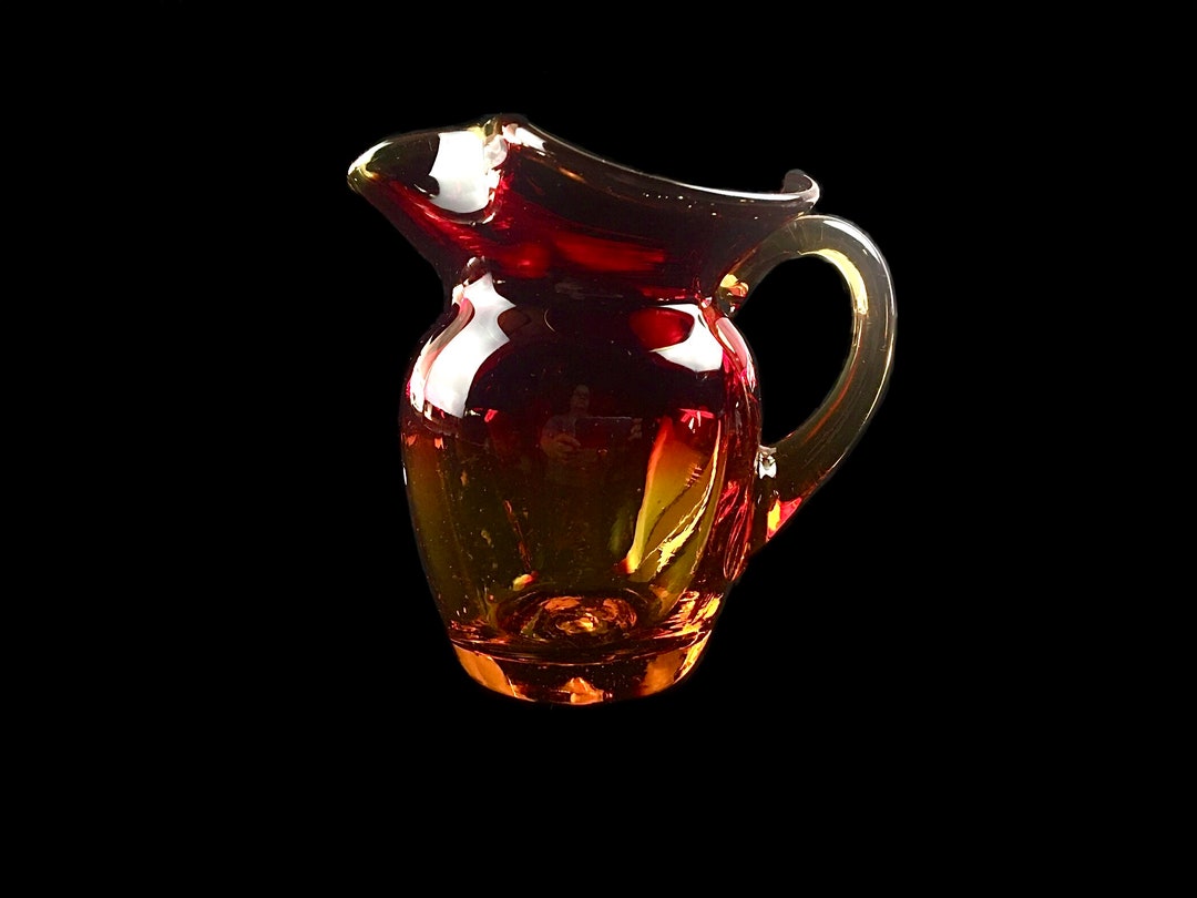 Rainbow Art Glass Amberina 5 Inch Pinched Pitcher - Etsy