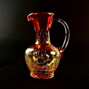 Salem Glassworks Amberina Crackle Glass Miniature Pitcher