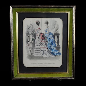 Framed Le Journal Des Dames Et Des Demoiselles Plate 1120b-- 1873 Fashion Print Engraving