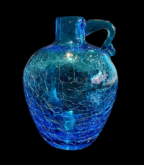 Blenko 417 Turquoise Crackle Glass Moonshine Jug - Etsy