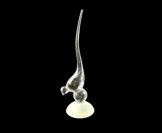 Viking Glass Epic 1311 Crystal and Satin Short Tail Bird