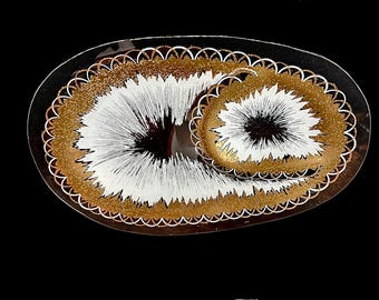 Dorothy Thorpe Gold and White Atomic Splash Chip and Dip Tray