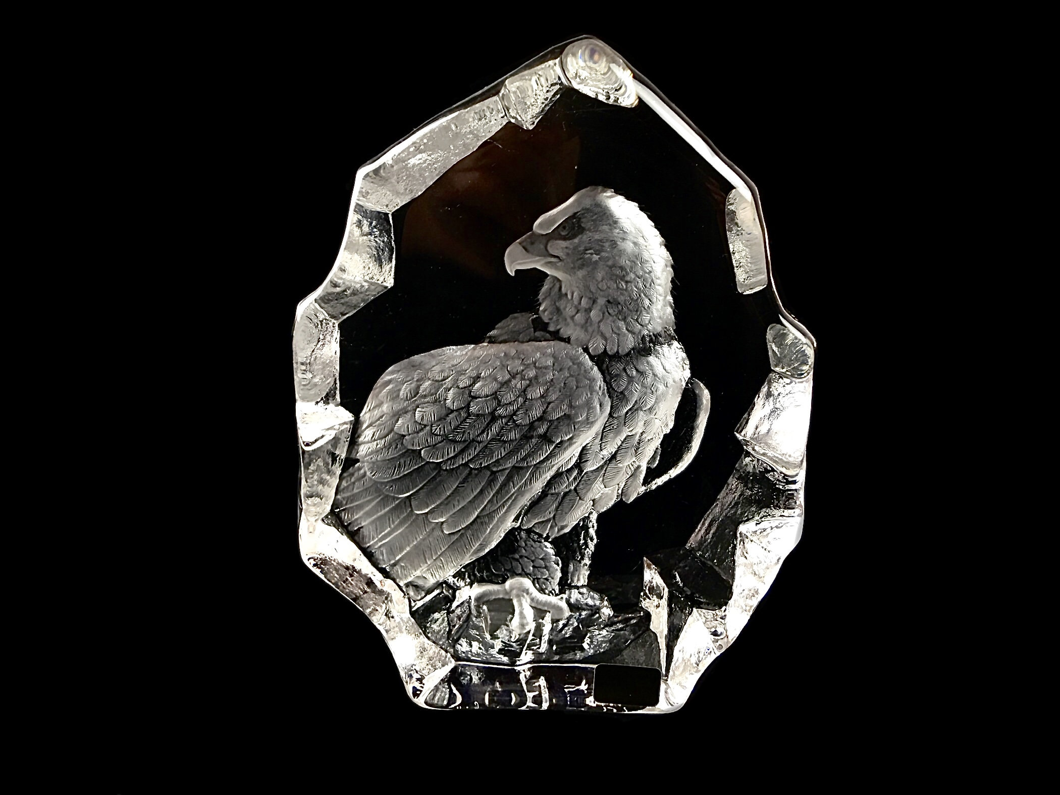 マッツ・ジョナソン☆クリスタル置物　イーグル Mats Jonasson Signature Collection 33384 Perched Bald Eagle
