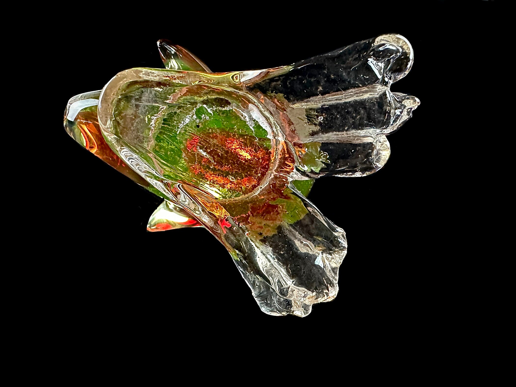 ZANETTI  MURANO  鳥　鴨　ダック　置物　イタリア　ガラス工芸 Arte Nuova, Pustetto & Zanetti Murano Uranium Yellow, Red