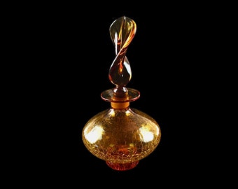 Rainbow Glass Company 9848 Twisted Flame Amber Crackle Glass Decanter