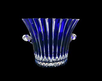 Ajka Castille Cobalt to Clear Crystal Ice Bucket