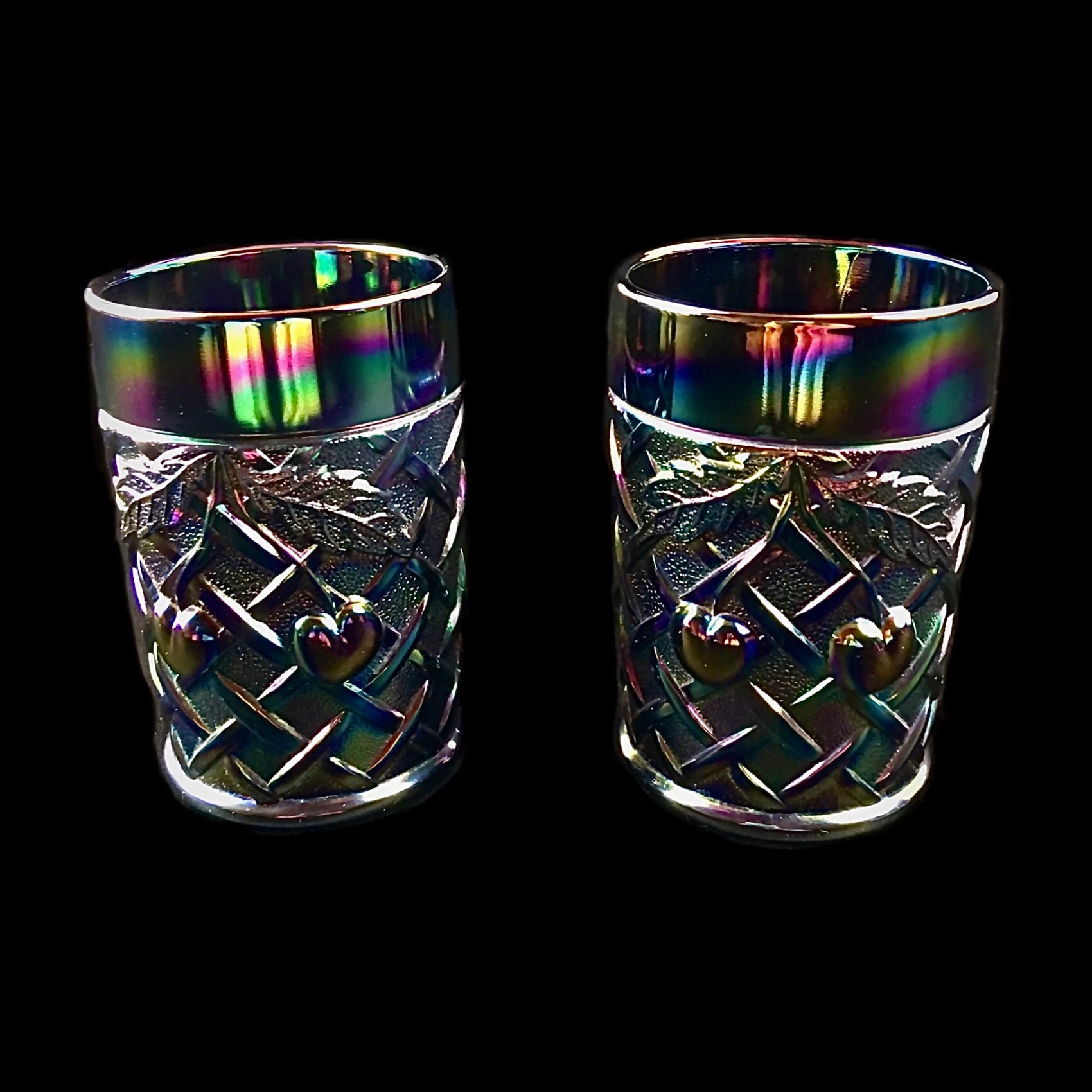 モッサーグラス チェリー　MOSSER GLASS Mosser Art Glass Cherry Thumbprint 52 oz Pitcher and 4 Flat