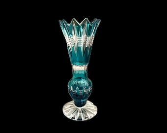 Caesar Crystal Bohemiae Azure to Clear Crystal Bud Vase