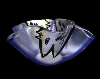 Kosta Boda by Ulrica Hydman Vallien Happy Going Blue Bowl With Original Box and Sticker